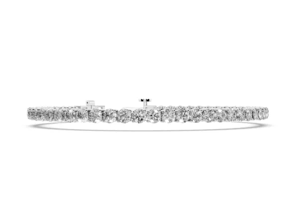 Round Diamond Tennis Bracelet with Prong Setting and Box Clasp Silver