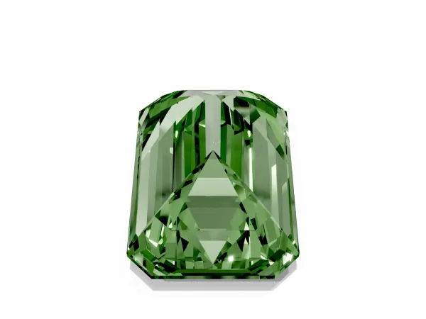 Fancy Green Emerald Cut Cut Pave Band Milgrain Solitaire Ring Platinum