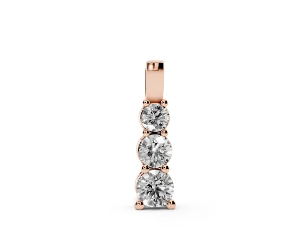 Round Diamond Vertical Prong Pendant Rose gold
