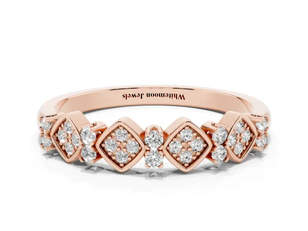 Pavé Cushion Diamond Cluster Eternity Band with Prong Setting Rose gold