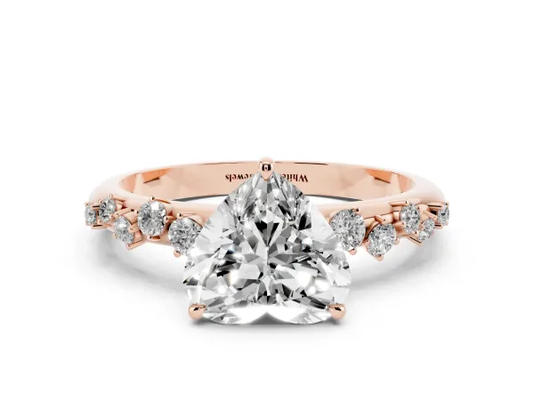 Heart Cut Diamond Cluster Prong-Set Solitaire Ring Rose gold