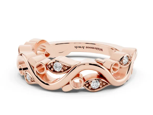 Marquise Diamond Vine Eternity Band with Bezel Setting Rose gold