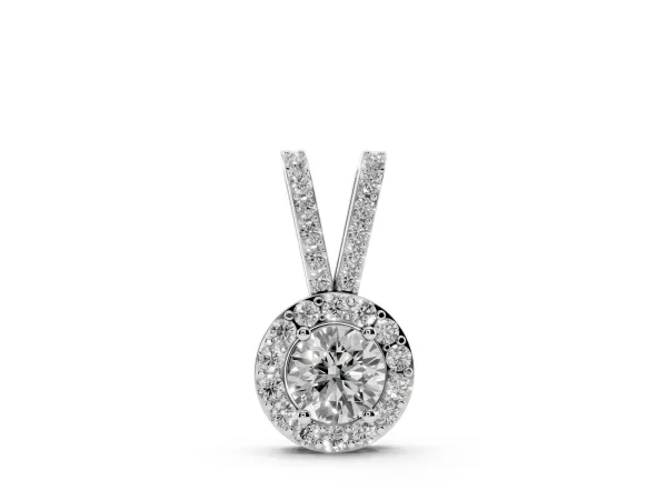 Round Halo Pendant with Prong Setting Silver