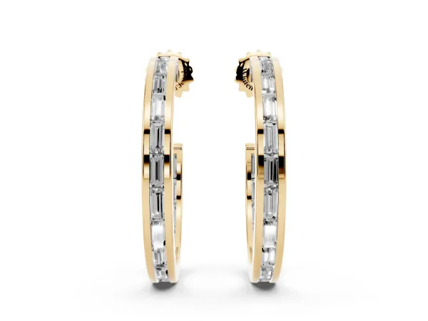 Baguette Diamond Channel-Set Inside-Out Hoop Earrings Yellow gold