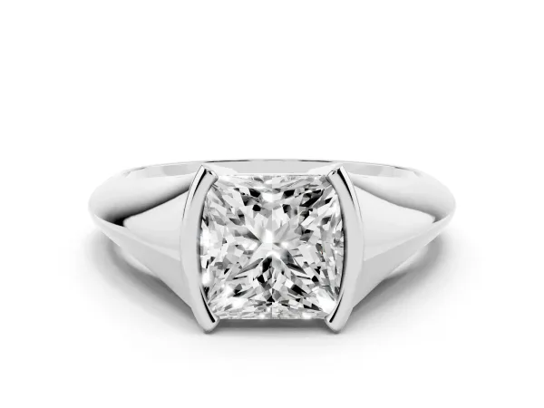 Princess Cut Solitaire Tension Set Diamond Ring Platinum
