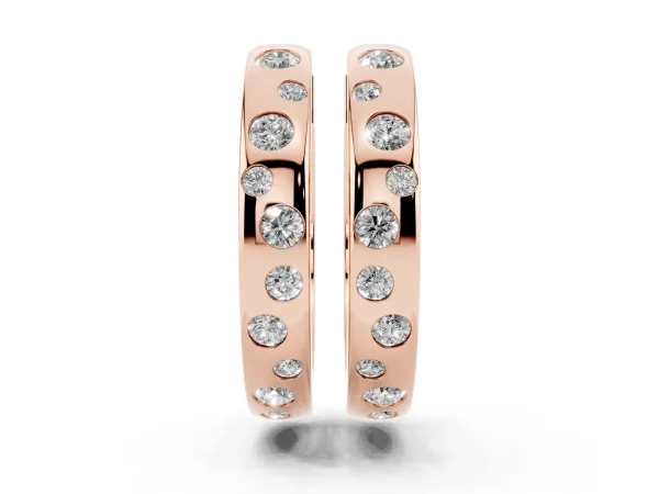 Round Diamond Mosaic Hoop Earrings Rose gold