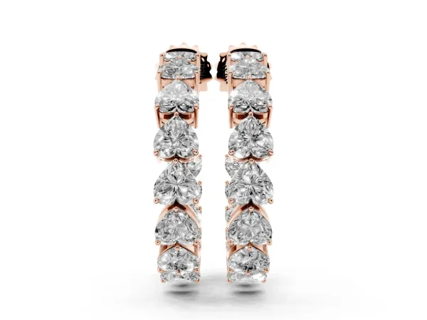 Heart Diamond Huggie Hoop Earrings Rose gold