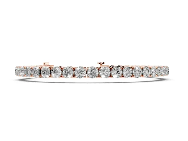 Round Brilliant Diamond Tennis Bracelet with Prong Setting Rose gold