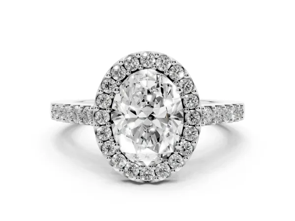 Oval Cut Halo Diamond Pavé Solitaire Ring White gold