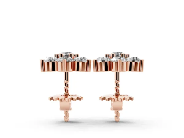 Cluster Round Diamond Stud Earrings Rose gold