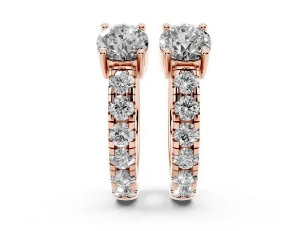 Round Diamond Taylor Huggie Hoop Earrings Rose gold