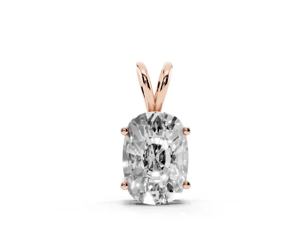 Old Mine Cushion Diamond Solitaire Pendant with Four Prong Setting Rose gold