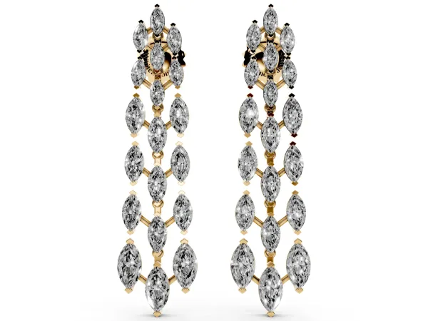 Marquise Diamond Linear Drop Earrings Yellow gold