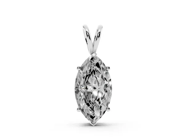 Marquise Diamond Solitaire Pendant with Prong Setting Silver
