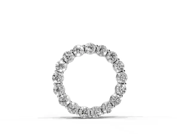 Round Diamond Circle Pendant with Prong Setting Silver