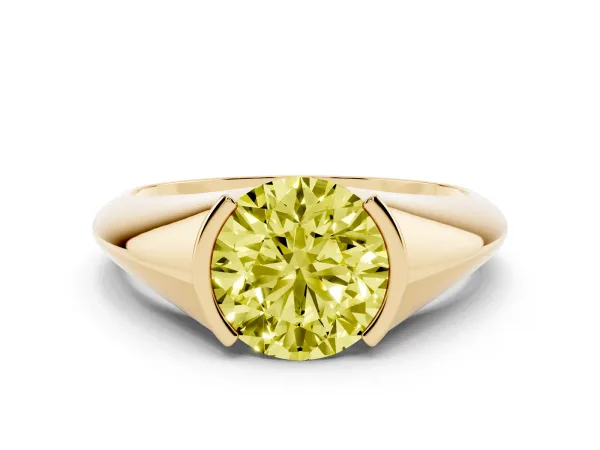 Fancy Yellow Round Cut Solitaire Tension Set Diamond Ring Yellow gold