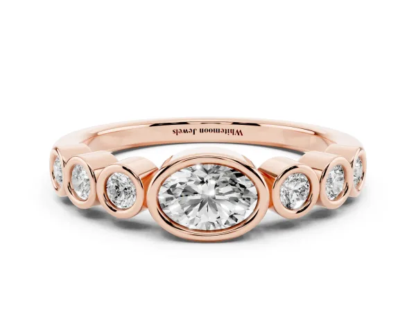 Bezel Set Oval Diamond Half Eternity Band Rose gold