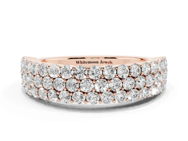 Round Diamond Checkerboard Pavé Promise Ring with Round Diamond Accents Rose gold