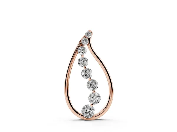 Teardrop Diamond Prong-Set Round Pendant Rose gold