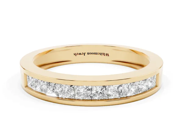 Channel Set Princess Cut Diamond Eternity Band Yellow gold
