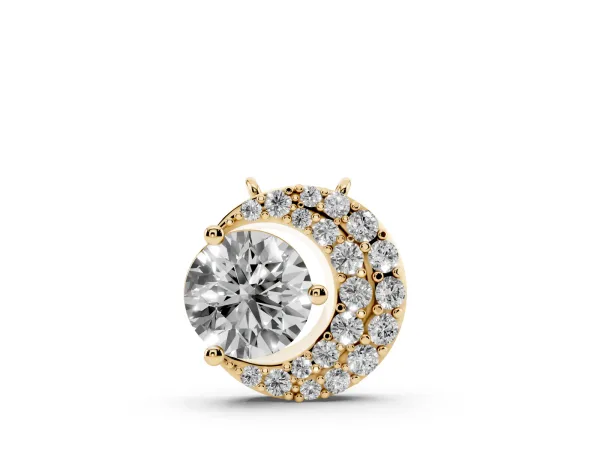Round Prong-Set Diamond Pavé Pendant Yellow gold