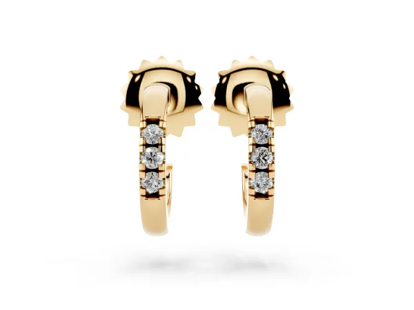 Round Diamond Petite Huggie Hoop Earrings Yellow gold