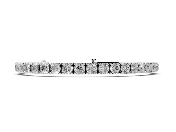 Round Cut Diamond Tennis Bracelet with Box Clasp and Four-Prong Setting Silver
