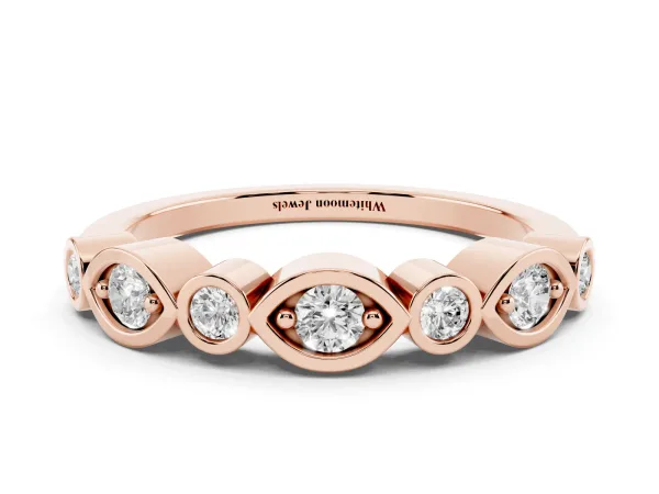 Bezel Set Mixed Shape Diamond Eternity Band Rose gold