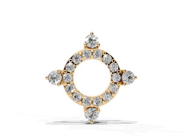 Round Diamond Halo Pendant with Four-Prong Setting Yellow gold