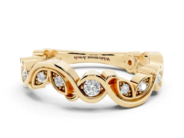 Marquise and Round Diamond Infinity Eternity Band with Bezel Setting Yellow gold
