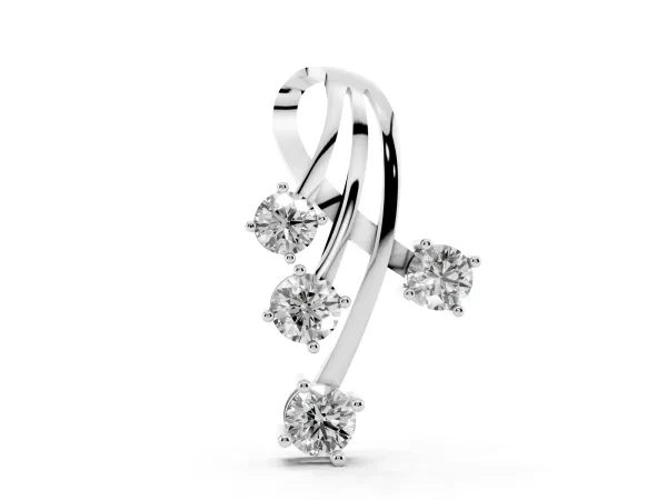 Four-Stone Round Diamond Prong-Set Pendant White gold