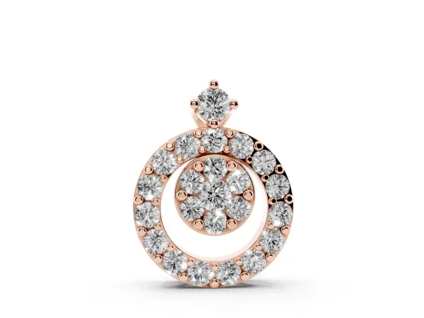 Round Halo Pavé Diamond Pendant with Four-Prong Setting Rose gold