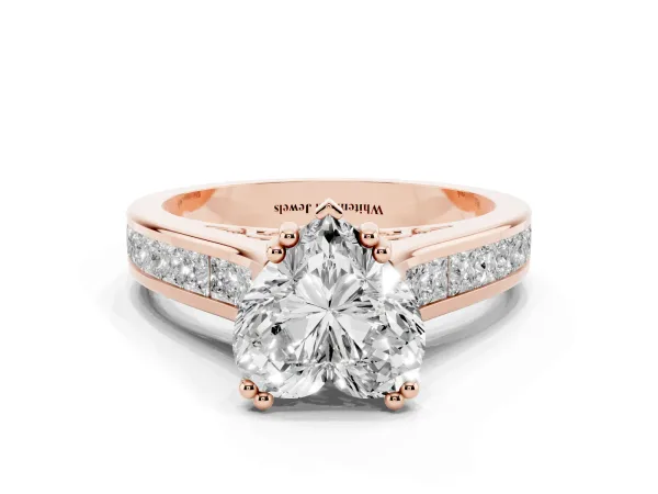Heart Cut Cut Channel Set Solitaire Engagement Ring with Prong Setting Rose gold