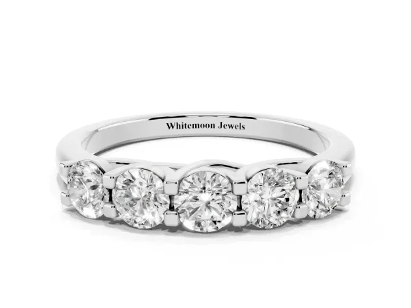Round Cut Diamond Half Eternity Band with Prong Setting White gold