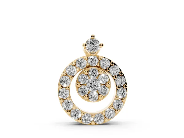 Round Halo Pavé Diamond Pendant with Four-Prong Setting Yellow gold