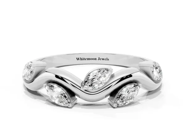 Marquise Diamond Twisted Band with Prong Setting White gold