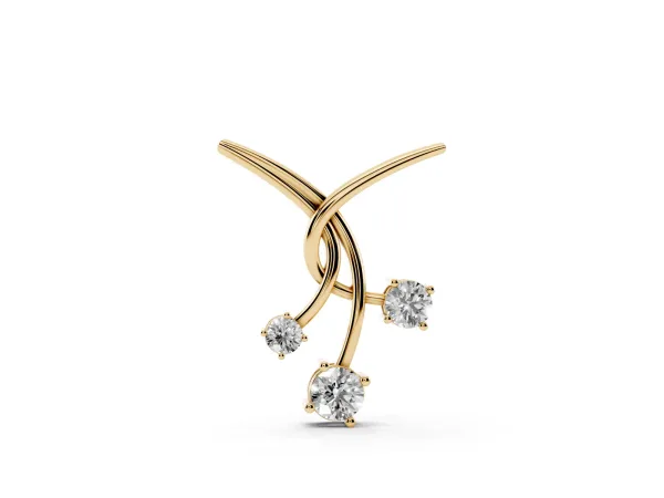 Round Diamond Prong Set Pendant Yellow gold