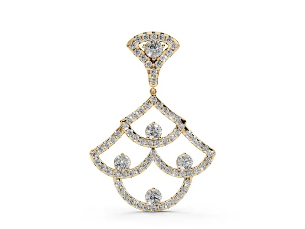 Pavé Round Diamond Fan Prong Pendant Yellow gold