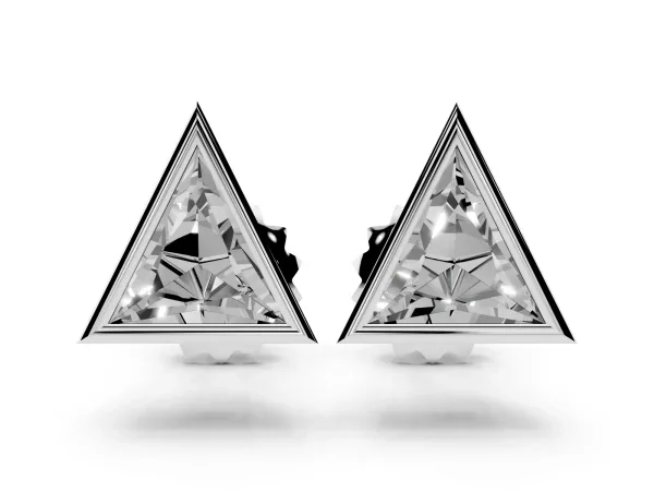 Trillion Diamond Bezel-Set Solitaire Stud Earrings Platinum