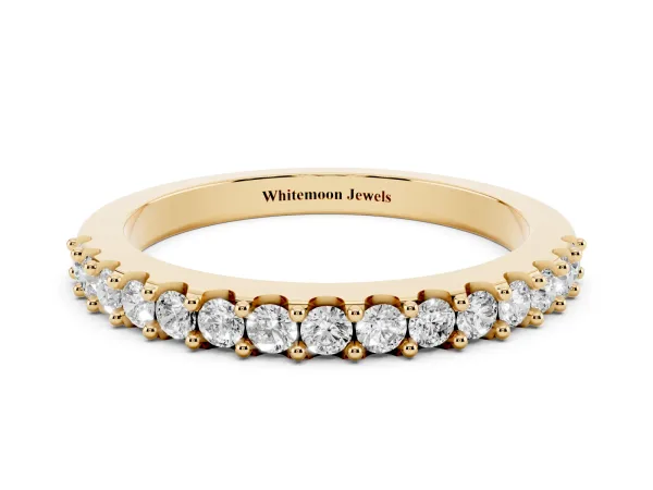Round Diamond Pavé Set Half Eternity Band Yellow gold