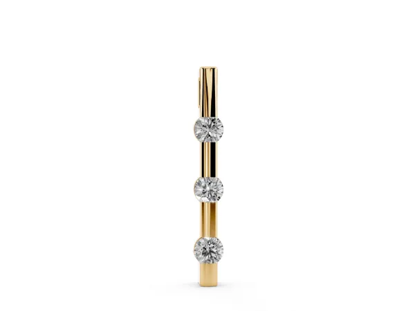 Three-Stone Round Diamond Bar Pendant with Channel Setting Yellow gold