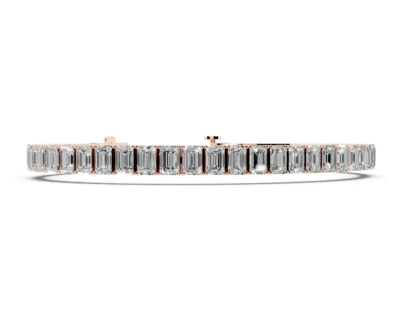 Emerald Cut Diamond Tennis Bracelet with Four-Prong Setting Rose gold