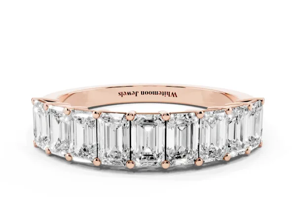 Emerald Cut Diamond Prong-Set Eternity Band Rose gold