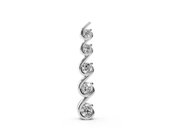 Round Diamond S-Curve Prong Pendant Silver