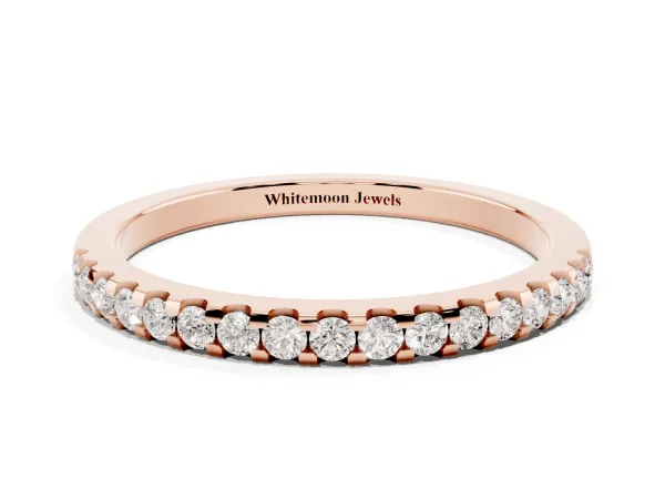 Round Diamond Half Eternity Prong Set Band Rose gold
