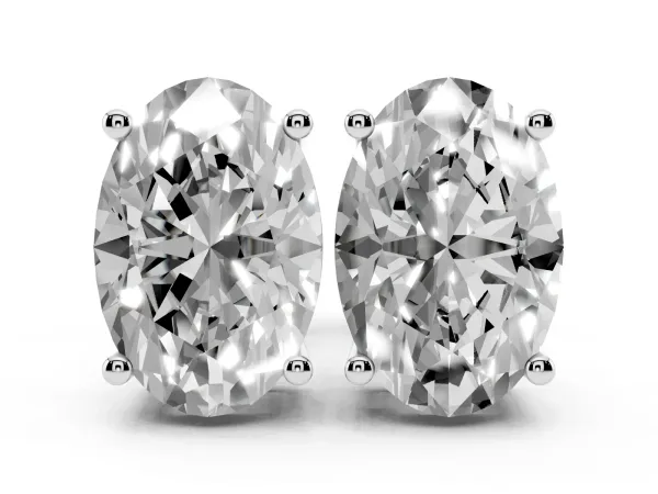 Oval Cut Diamond Stud Earrings Platinum