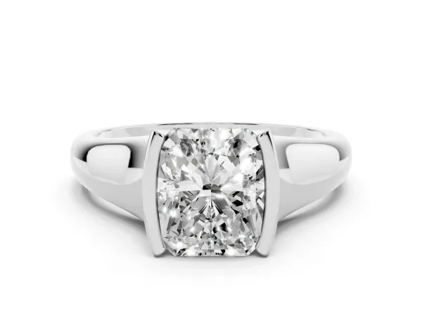 Radiant Cut Solitaire Tension Set Diamond Ring with Split Shank Band White gold