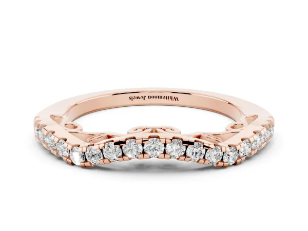 Curved Diamond Pavé Round Eternity Band with Shared Prong Setting Rose gold