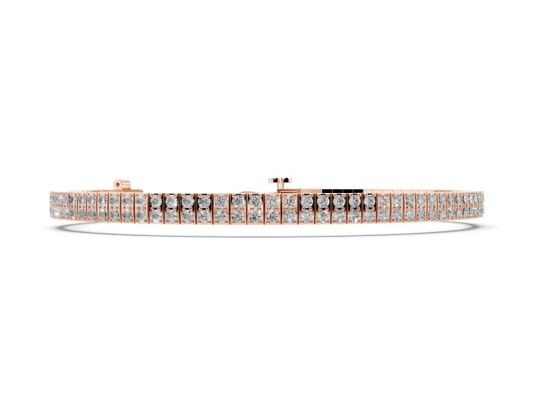 Three-Row Round Diamond Tennis Bracelet with Prong Setting Rose gold