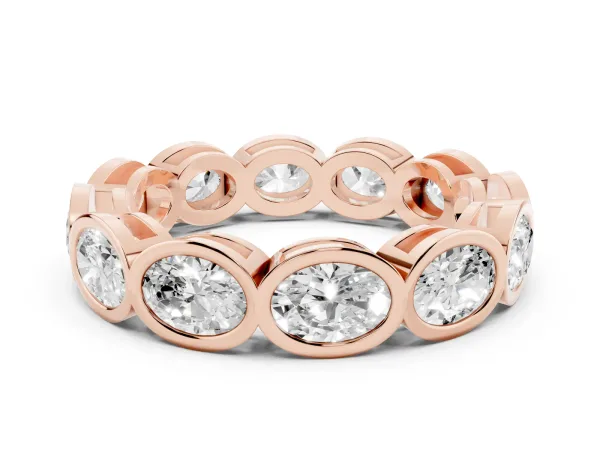 Oval Diamond Bezel Set Eternity Wedding Band Rose gold